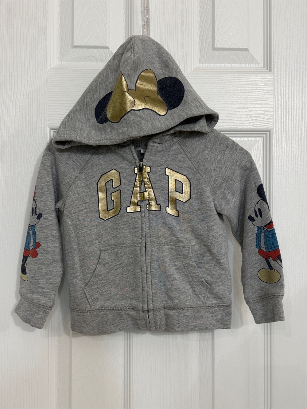 GAP Disney Gray Hooded Zip Sweatshirt with Gold Logo